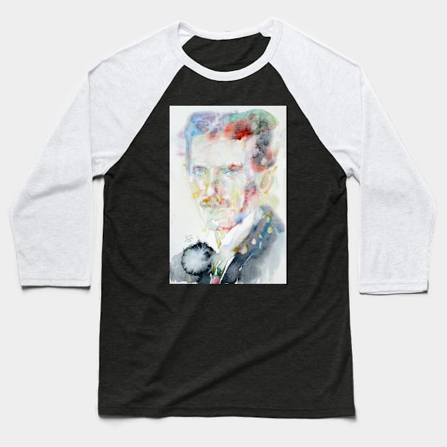 NIKOLA TESLA watercolor portrait .1 Baseball T-Shirt by lautir